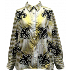 NOS W QOS FDL Striped Top GLD