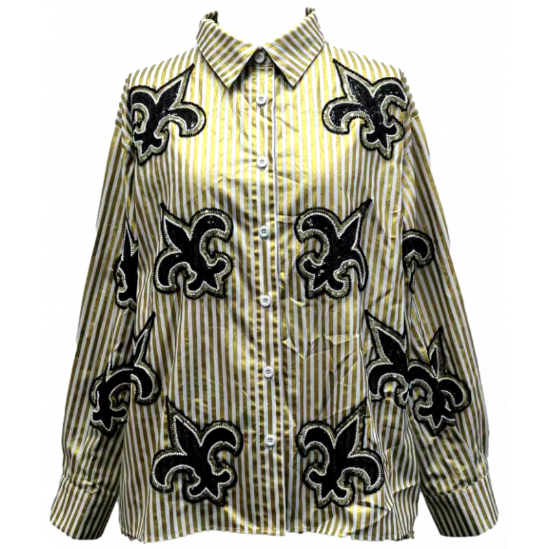 NOS W QOS FDL Striped Top GLD