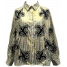 NOS W QOS FDL Striped Top GLD